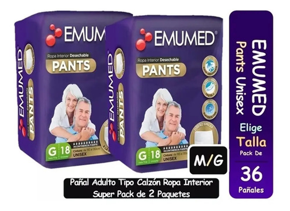 Pañal Adulto Ropa Interior Emumed Pants 2pack Talla M / G 3