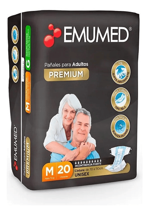 Pañal Adultos Emumed Premium - Talla M - 20uds Mediano