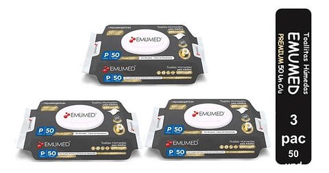 3pack Toallas Humedas Para Adultos Emumed Premium 50unidades