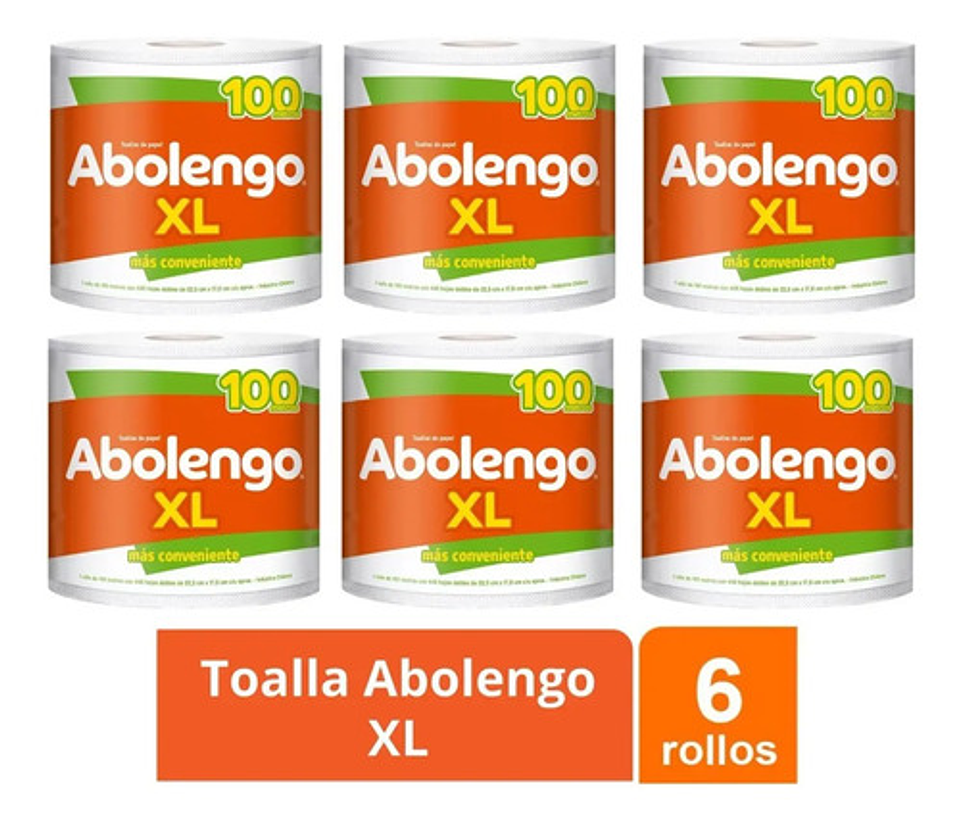 Toalla De Papel Abolengo Xl 6 Rollos Gigantes 100 Metros C/u 1