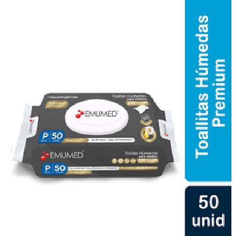 Toallas Húmedas Adulto - Emumed Premium - 50 Uds.