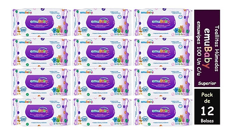 12pack Toallas Humedas Emubaby Superior De 100 Unidades