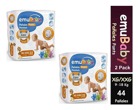 2pack Pañales Emubaby Pants Premium Pull Up Talla Xg 22unid