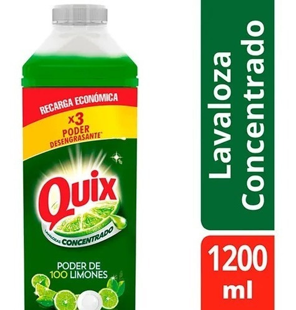 Quix Lavaloza Concentrado Poder De 100 Limones 1.2 Litros 1