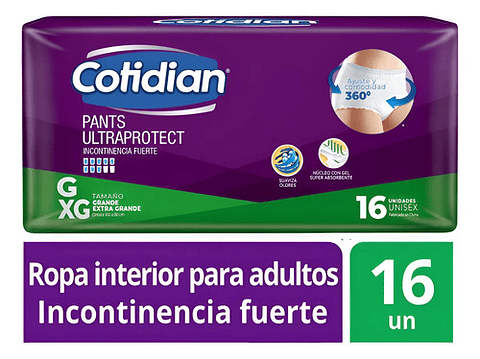 Pants Cotidian Ultra Protect Incontinencia Fuerte 16 Un G/xg