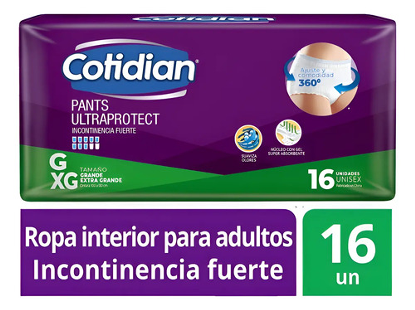 Pants Cotidian Ultra Protect Incontinencia Fuerte 16 Un G/xg 1