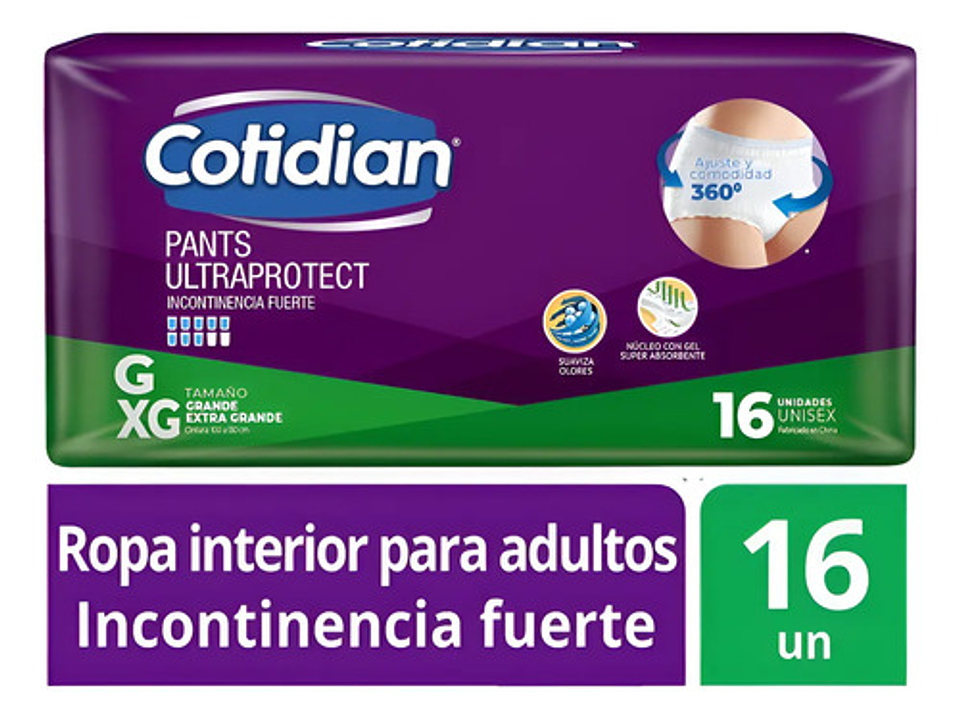Pants Cotidian Ultra Protect Incontinencia Fuerte 16 Un G/xg 1