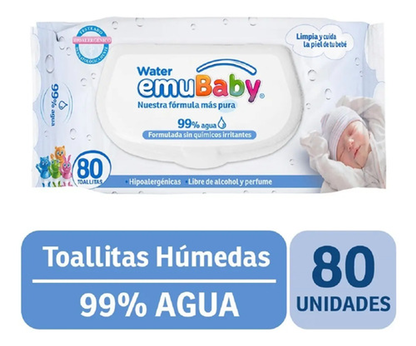 Toallitas Húmedas Emubaby Water Premium 99% Agua 80 Unidades 4