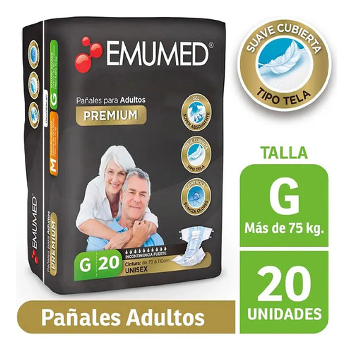 Pañales Para Adultos Premium Grande 20 u Emumed 2