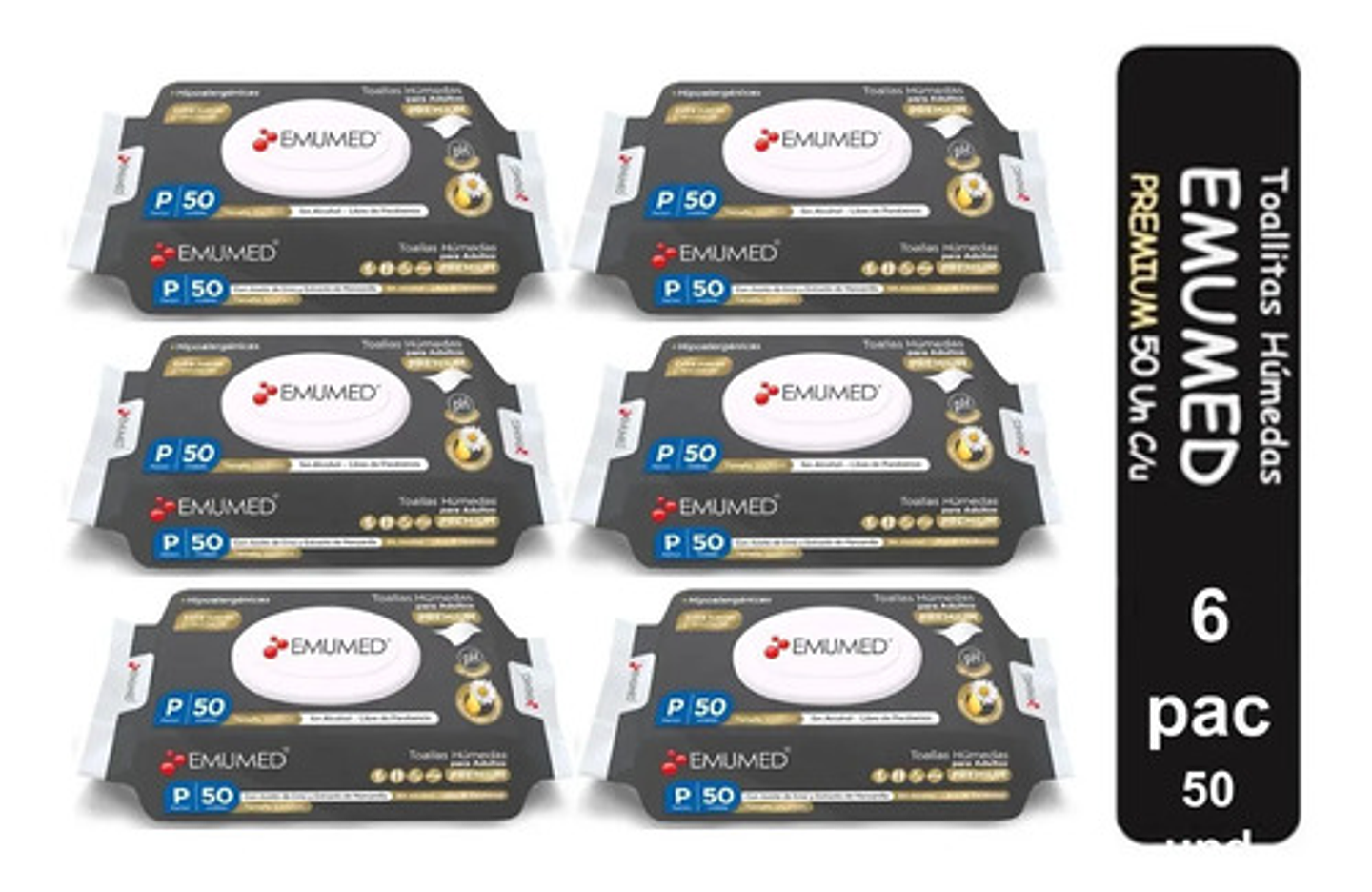 6pack Toallas Humedas Para Adultos Emumed Premium 50unidades 1