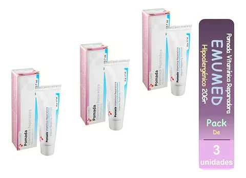 3pack Emumed Pomada Vitaminica Reparadora Hipoalergenico 20g