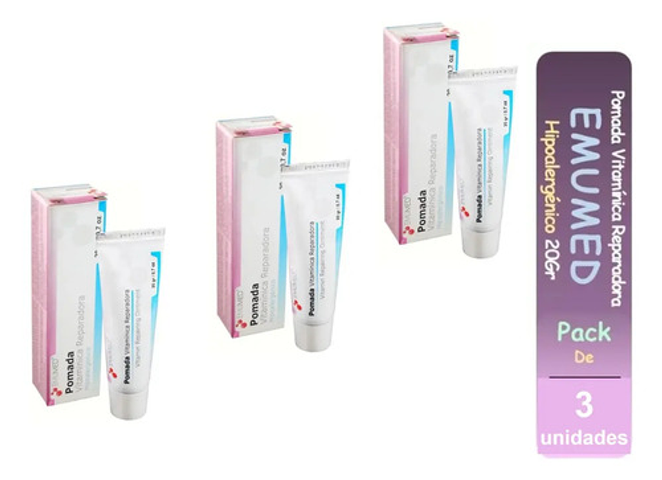 3pack Emumed Pomada Vitaminica Reparadora Hipoalergenico 20g 1