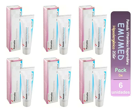 6pack Emumed Pomada Vitaminica Reparadora Hipoalergenico 20g