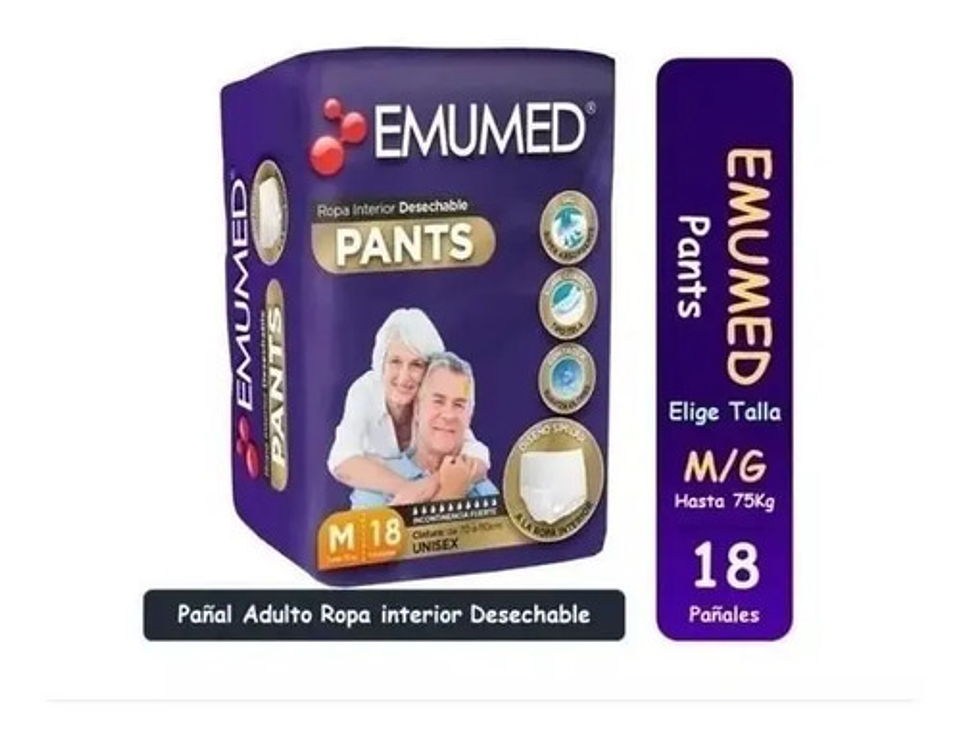 Pañales Para Adultos Emumed Pants Tallas M G 18 Unidades 5