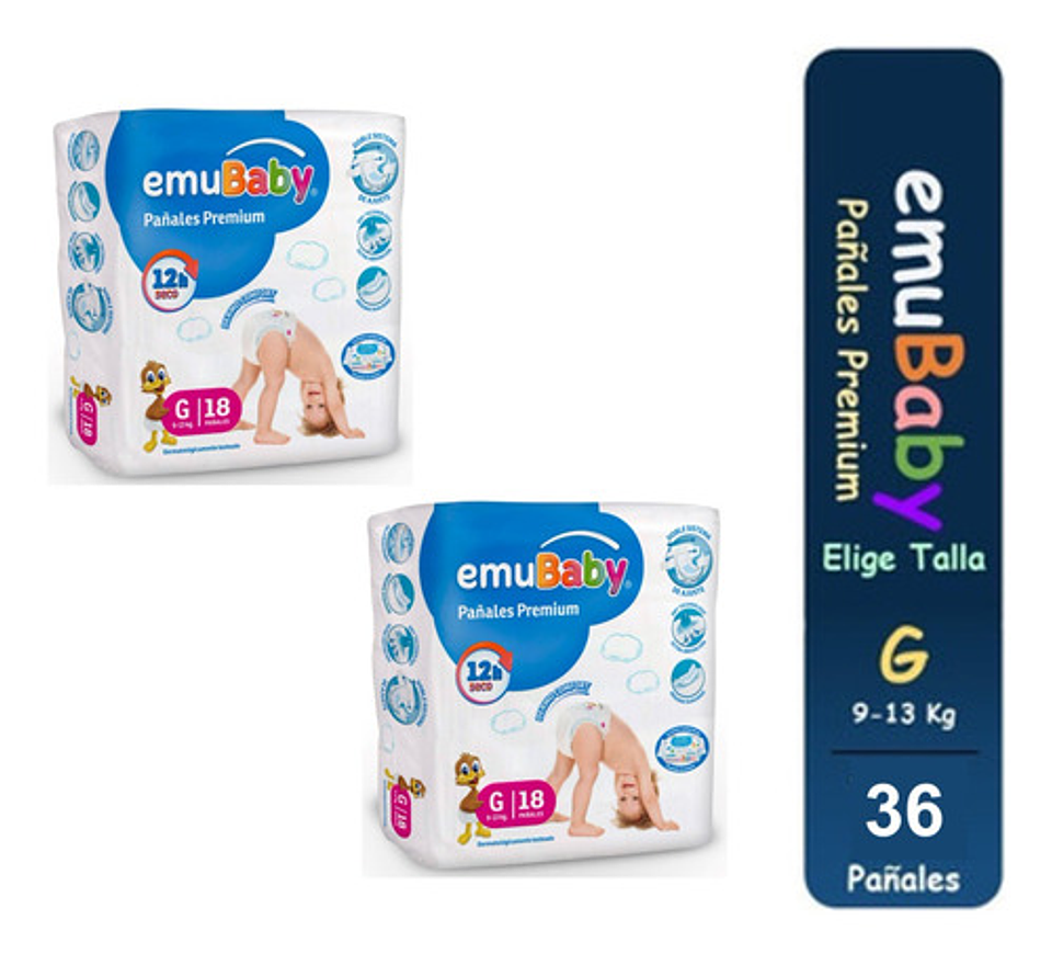2pack Pañales Emubaby Premium Tallas P M G Xg Xxg 5