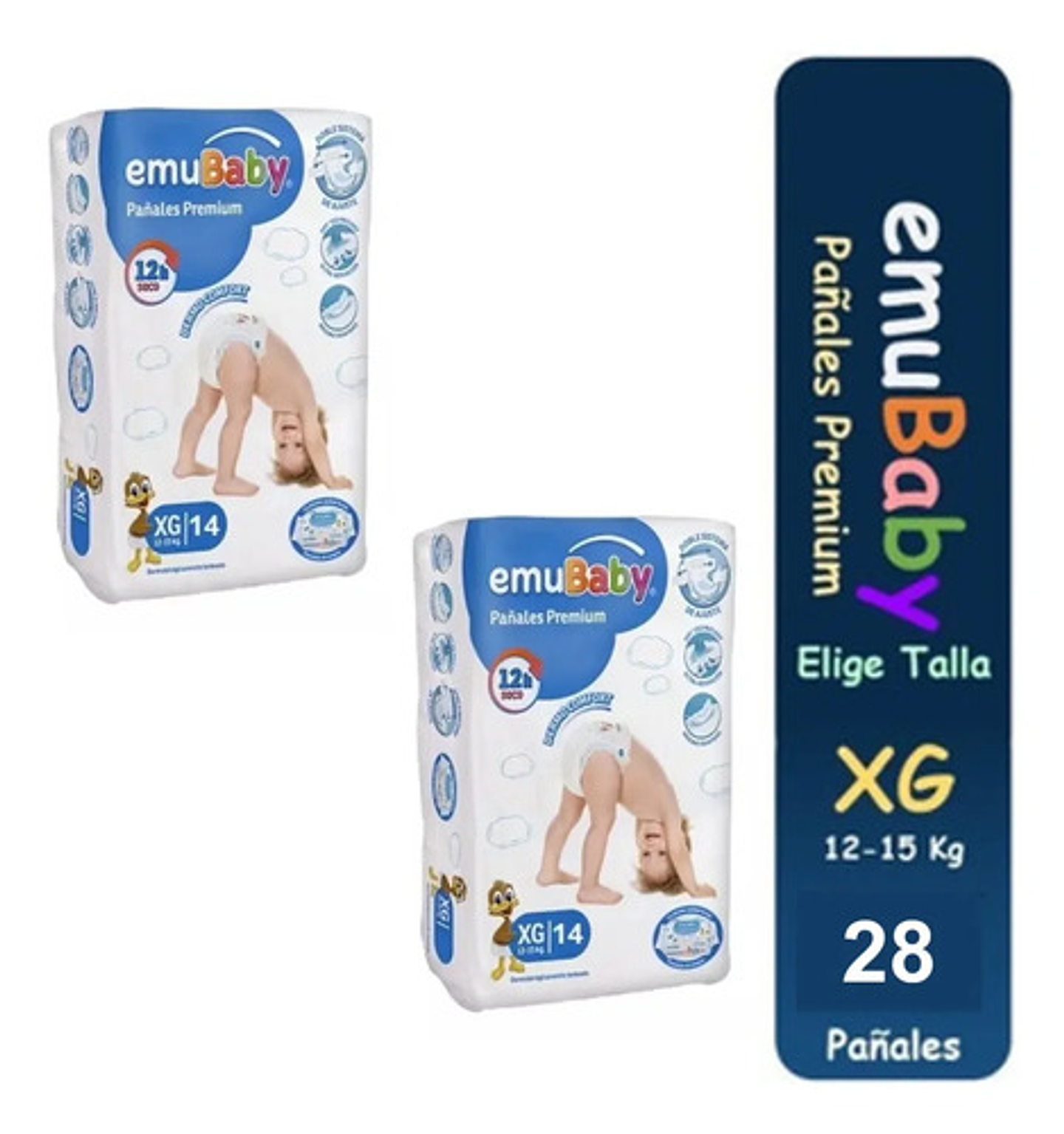 2pack Pañales Emubaby Premium Tallas P M G Xg Xxg 7