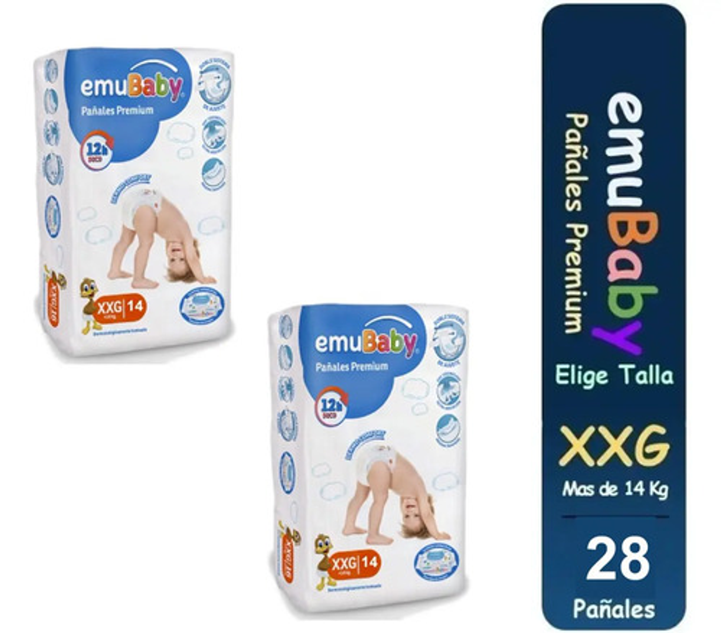 2pack Pañales Emubaby Premium Tallas P M G Xg Xxg 9