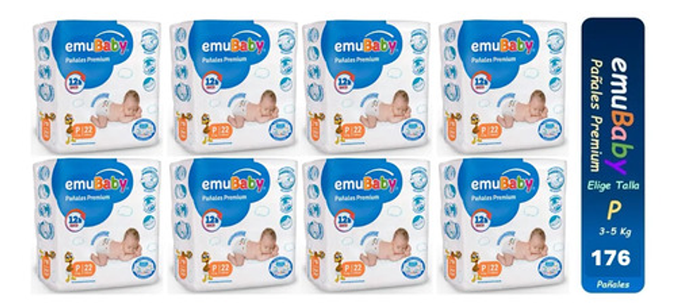 Pañales Emubaby Premium Pack X8 Paquetes Tallas P/m/g/xg/xxg 1