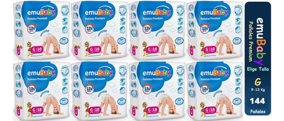 Pañales Emubaby Premium Pack X8 Paquetes Tallas P/m/g/xg/xxg 5