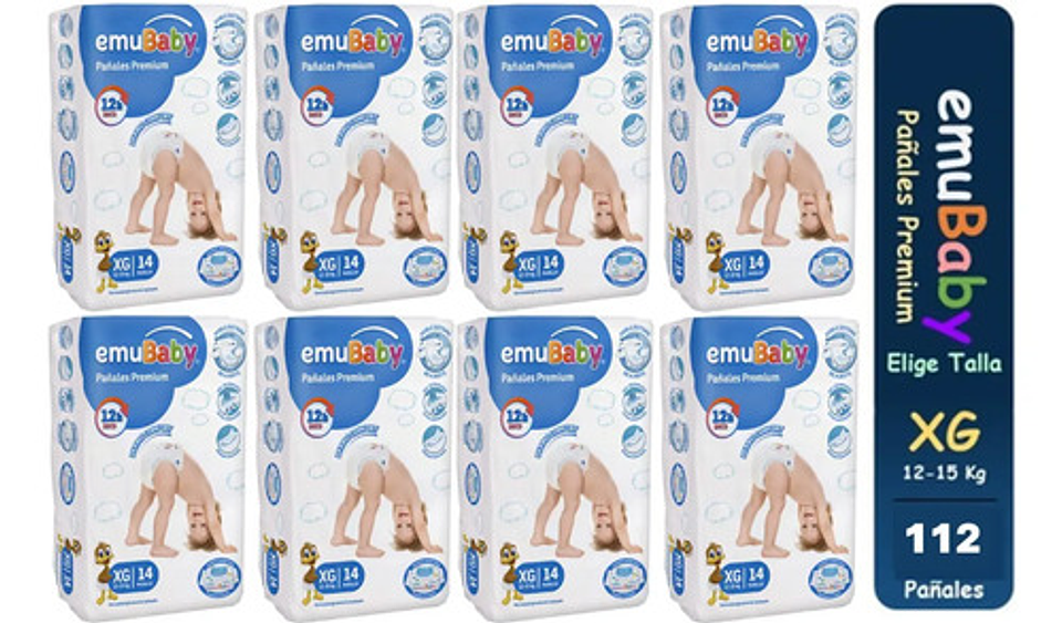 Pañales Emubaby Premium Pack X8 Paquetes Tallas P/m/g/xg/xxg 7