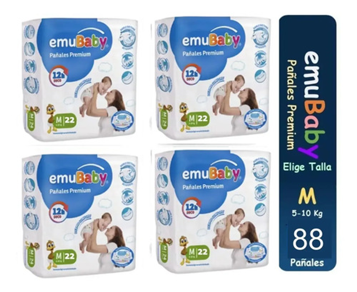 4pack Pañales Emubaby Premium Tallas P M G Xg Xxg Envio Full 4