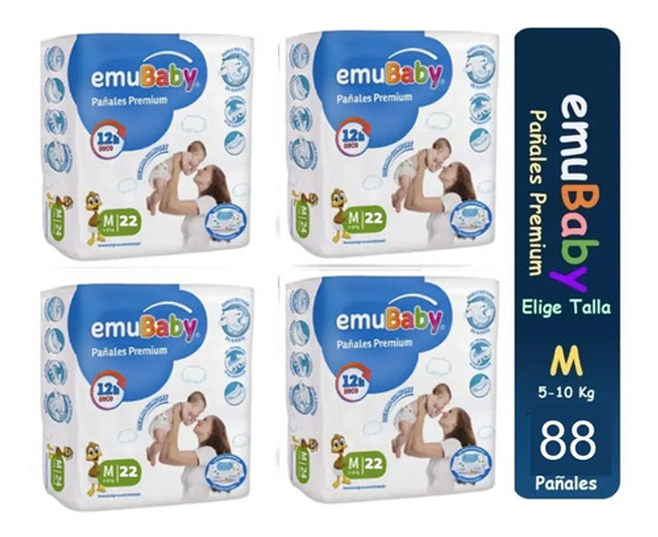 4pack Pañales Emubaby Premium Tallas P M G Xg Xxg Envio Full 4