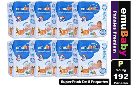Emubaby Pañal Premium Talla P 8 Paquetes De 22 Unidades