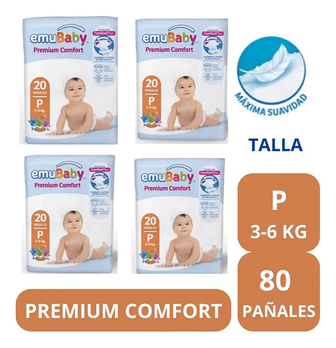 Pañal Emubaby Comfort P X4 80 Unidades Pequeño (p) Sin Género