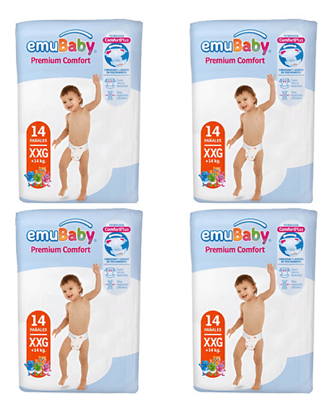 Pañal Emubaby Premium Comfort X4 Paquetes Elige La Talla Género Sin Género Tamaño Extra Extra Grande (xxg)