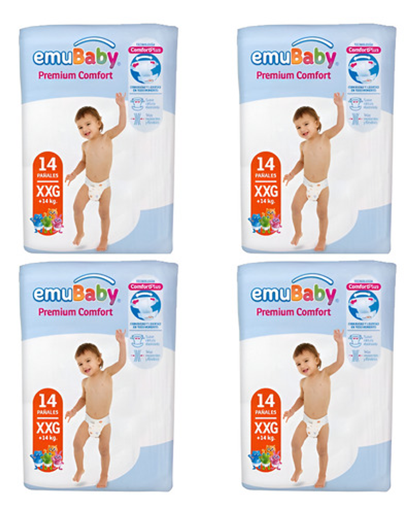 Pañal Emubaby Premium Comfort X4 Paquetes Elige La Talla Género Sin Género Tamaño Extra Extra Grande (xxg) 1