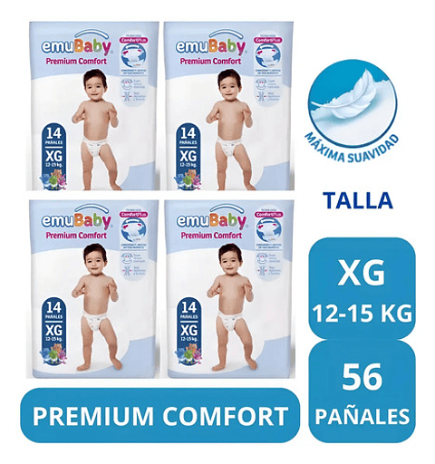 Pañal Emubaby Premium Comfort X4 Paquetes Elige La Talla