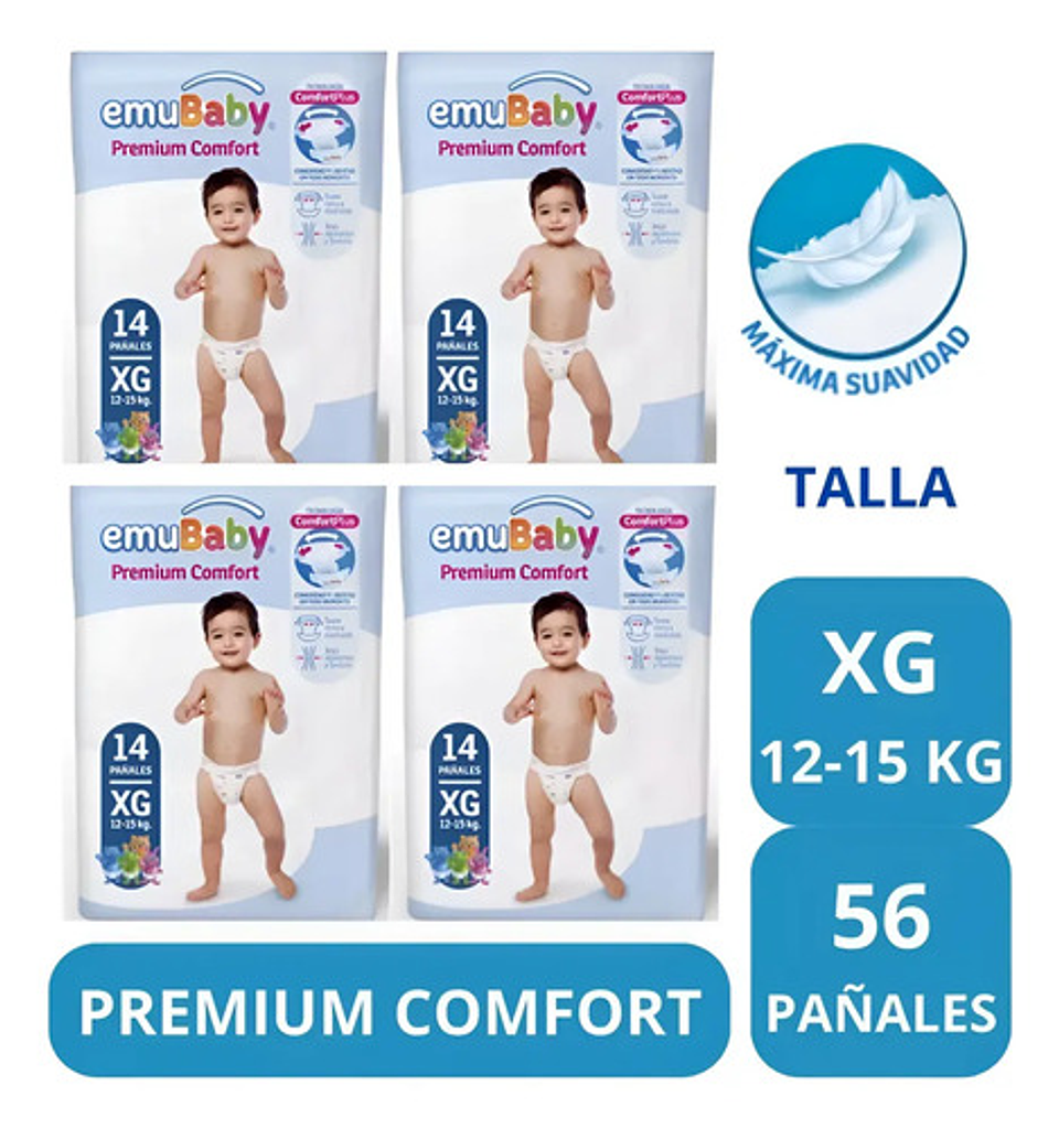 Pañal Emubaby Premium Comfort X4 Paquetes Elige La Talla 1