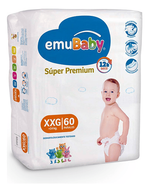 Emubaby Pañal Super Prem Xg/ Xxg 60 Und Género Sin Género Tamaño Extra Extra Grande (xxg)