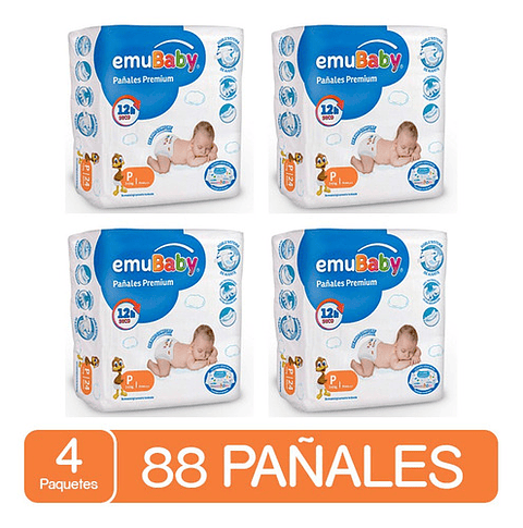 Pañales Emubaby Premium Tallas P M G Xg Xxg X4paquetes Tamaño Pequeño (p)