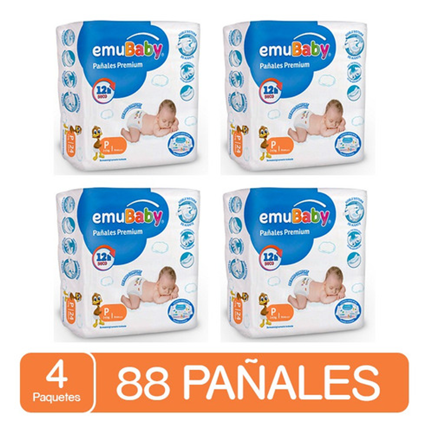 Pañales Emubaby Premium Tallas P M G Xg Xxg X4paquetes Tamaño Pequeño (p) 1