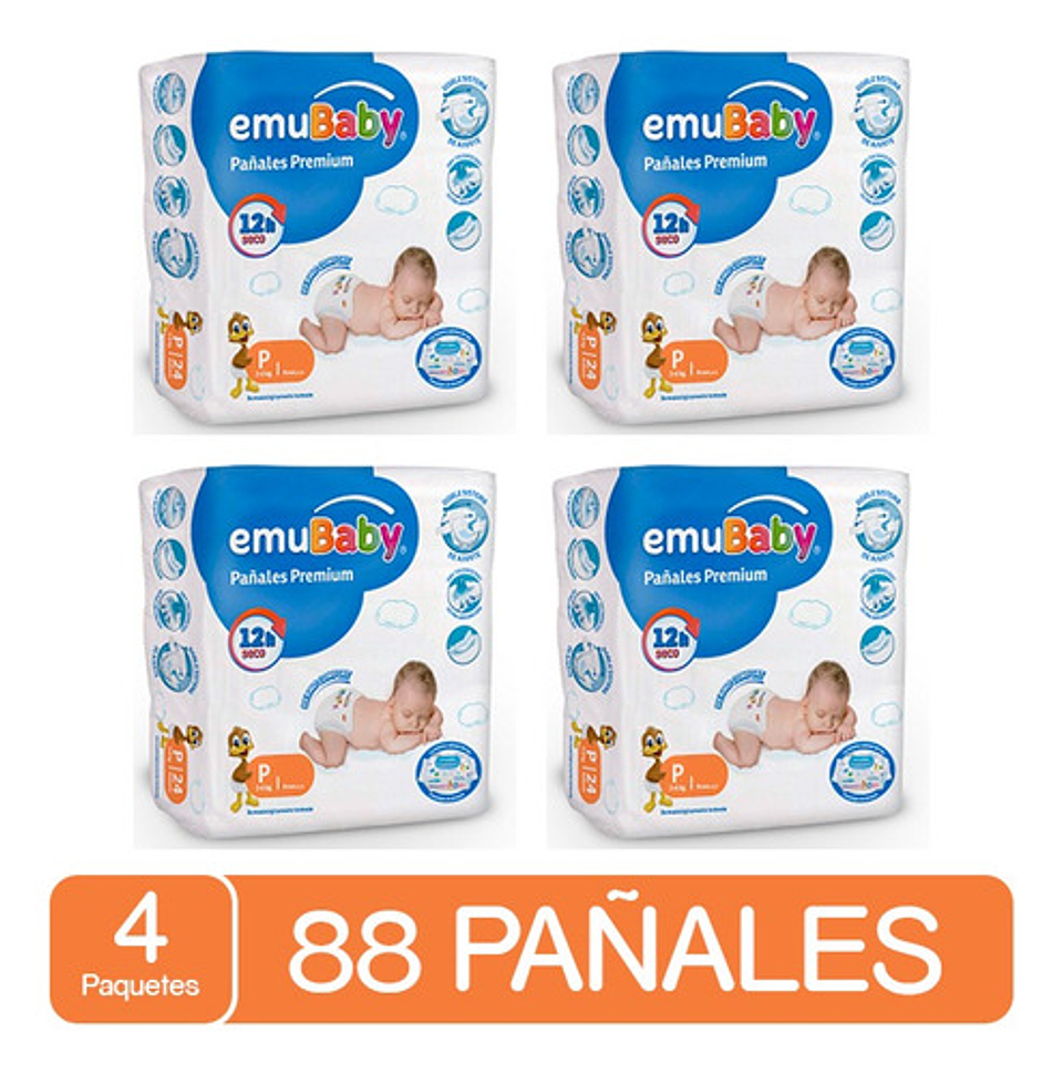 Pañales Emubaby Premium Tallas P M G Xg Xxg X4paquetes Tamaño Pequeño (p) 1
