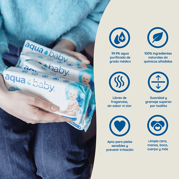 Toalla Húmeda Aquababy 99% Agua 60 4