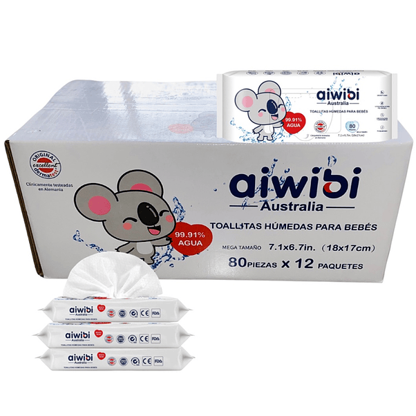 Toalla Húmeda Aiwibi 99% Agua 80 (X12) 1