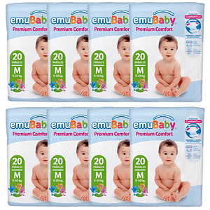 Pañal Emubaby Premium Talla M – 160 Unidades
