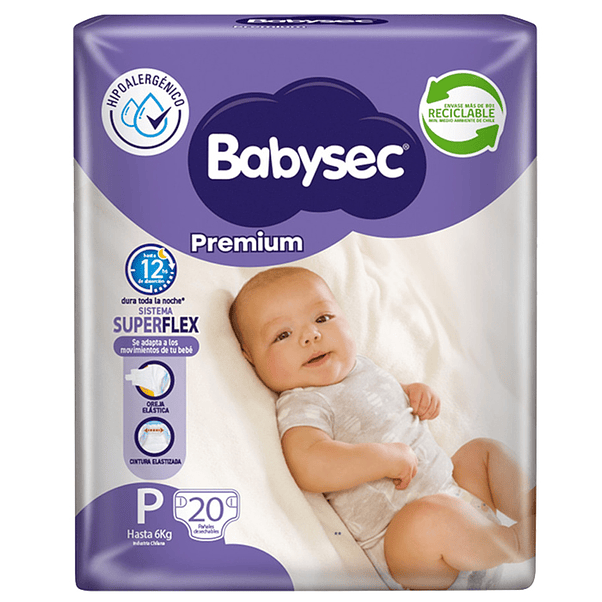 Pañal Babysec Premium P (X8) 2