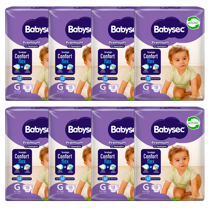 Pañal Babysec Premium G - 144 Unidades