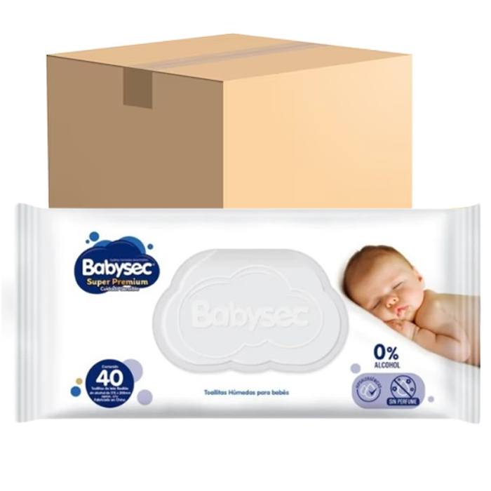 Toallitas Húmedas Babysec Super Premium 99% Agua 40 - 24 Unidadades