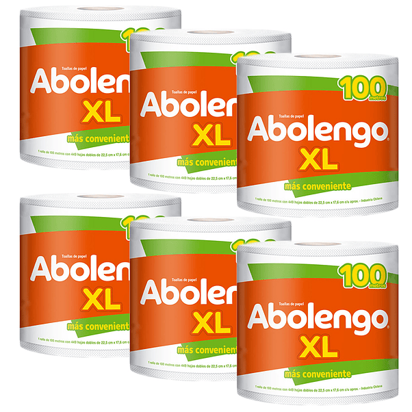 Toalla De Papel Doble Hoja Abolengo Xl 100 Metros (X6) 1