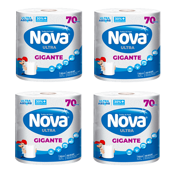 Toalla De Papel Nova Ultra Gigante 70 Metros (X4) 1