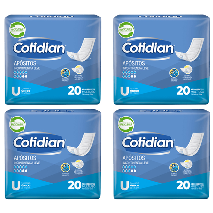 Apósitos Cotidian Incontinencia Leve - 80 Unidades