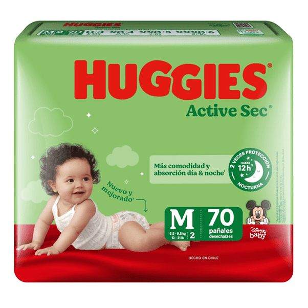 Pañal Huggies Active Sec M (X2) 2