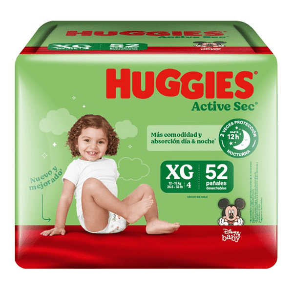 Pañal Huggies Active Sec Xg (X2) 2