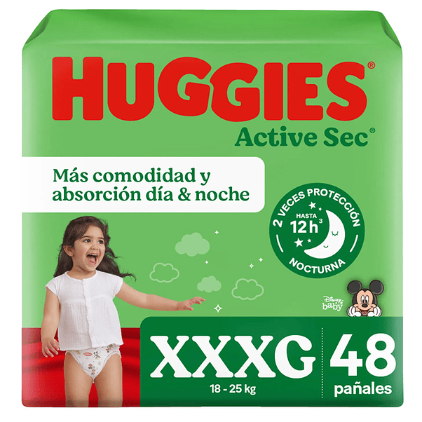 Pañal Huggies Active Sec Xxxg (X2) 2
