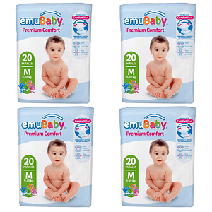 Pañal Emubaby Premium Talla M – 80 Unidades