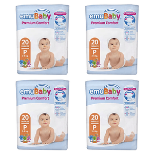 Pañal Emubaby Premium Talla P – 80 Unidades